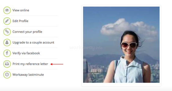 workaway account tabs print my reference letter