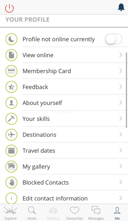 workaway app my profile update destinations