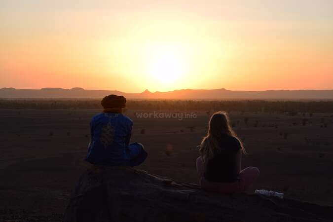 workaway special moments Sahara sunset desert traveller and local