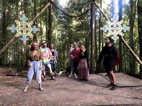 forest hippie activities yoga meditation group travel tribe