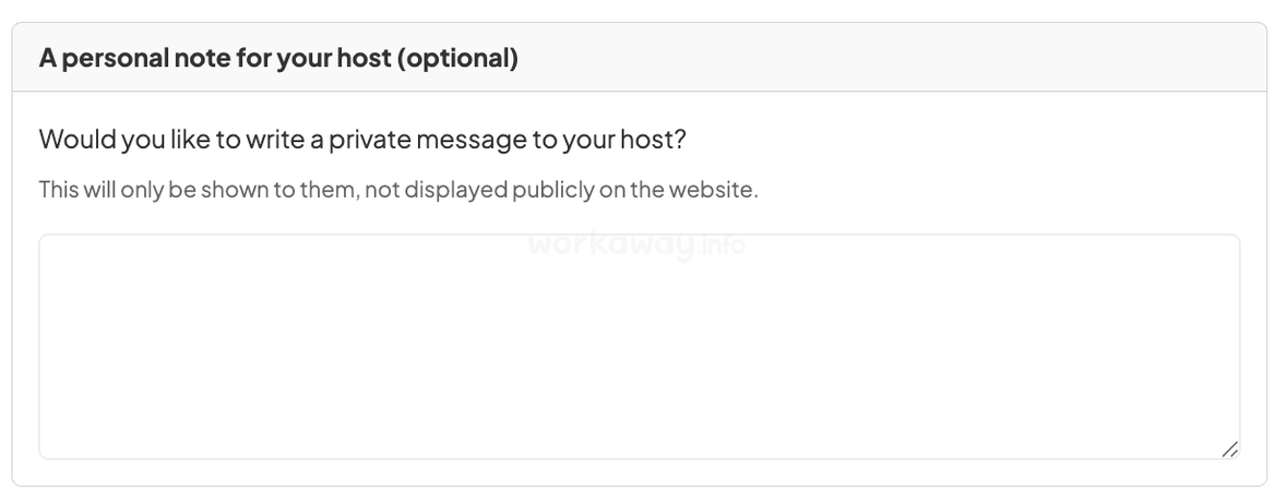 workaway feedback option to leave personal note for host