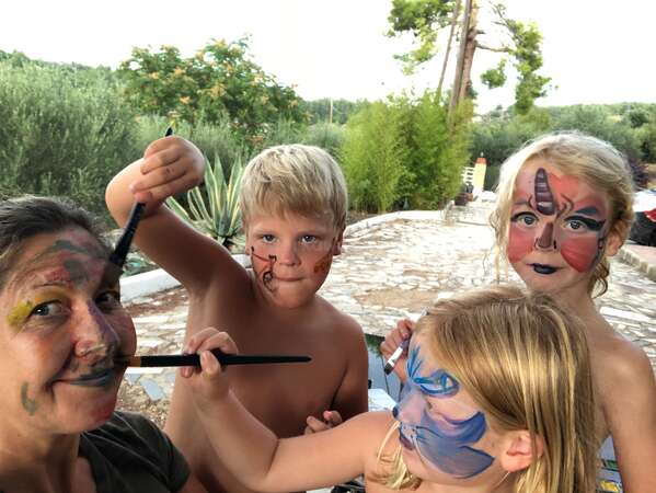 volunteering with farmstay host family workaway in spain face paint fun